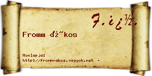 Fromm Ákos névjegykártya